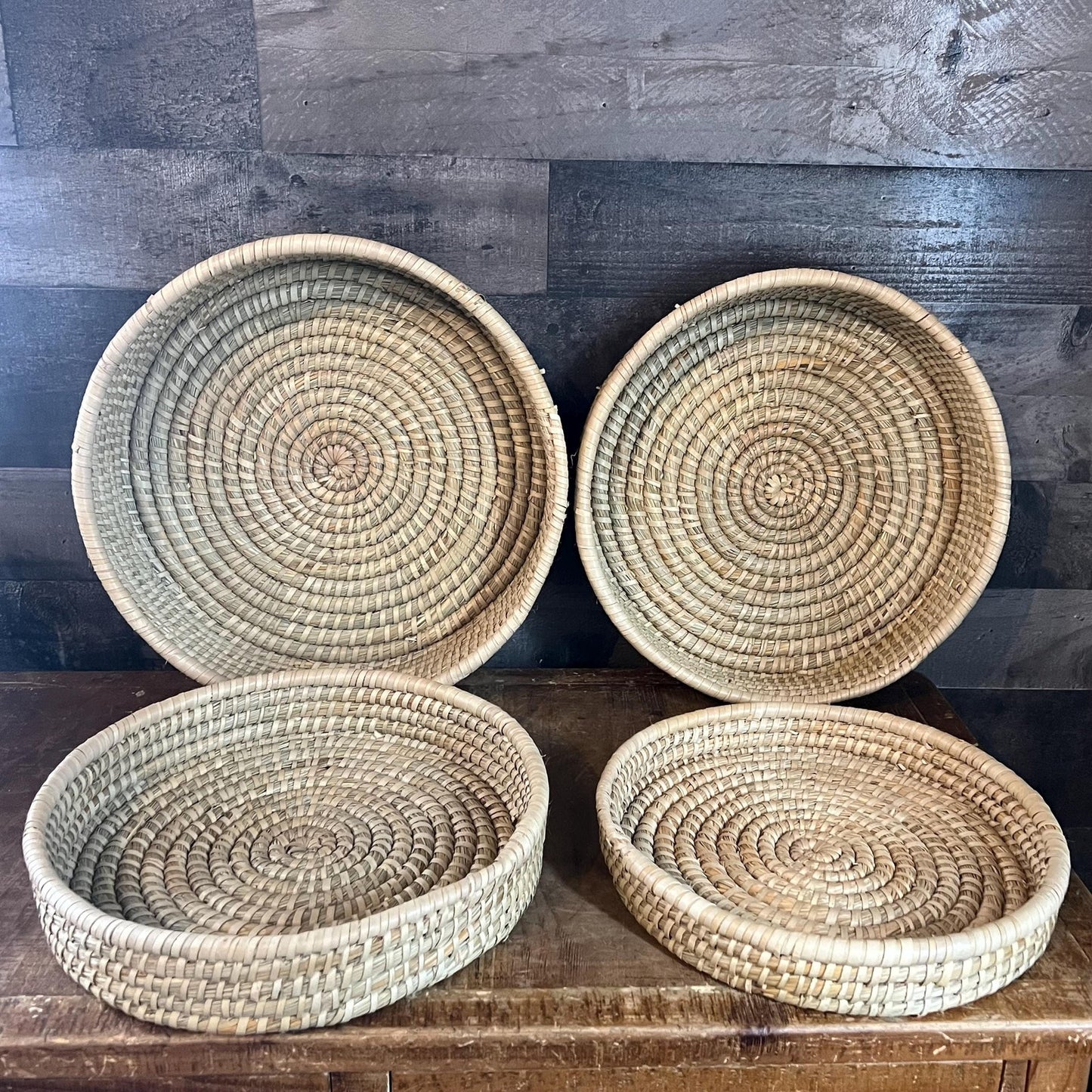 Round Woven Rattan Nesting Trays - Set of 4 Trays