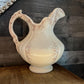 Vintage Large Ceramic Creamy White Pitcher with Ornate Design