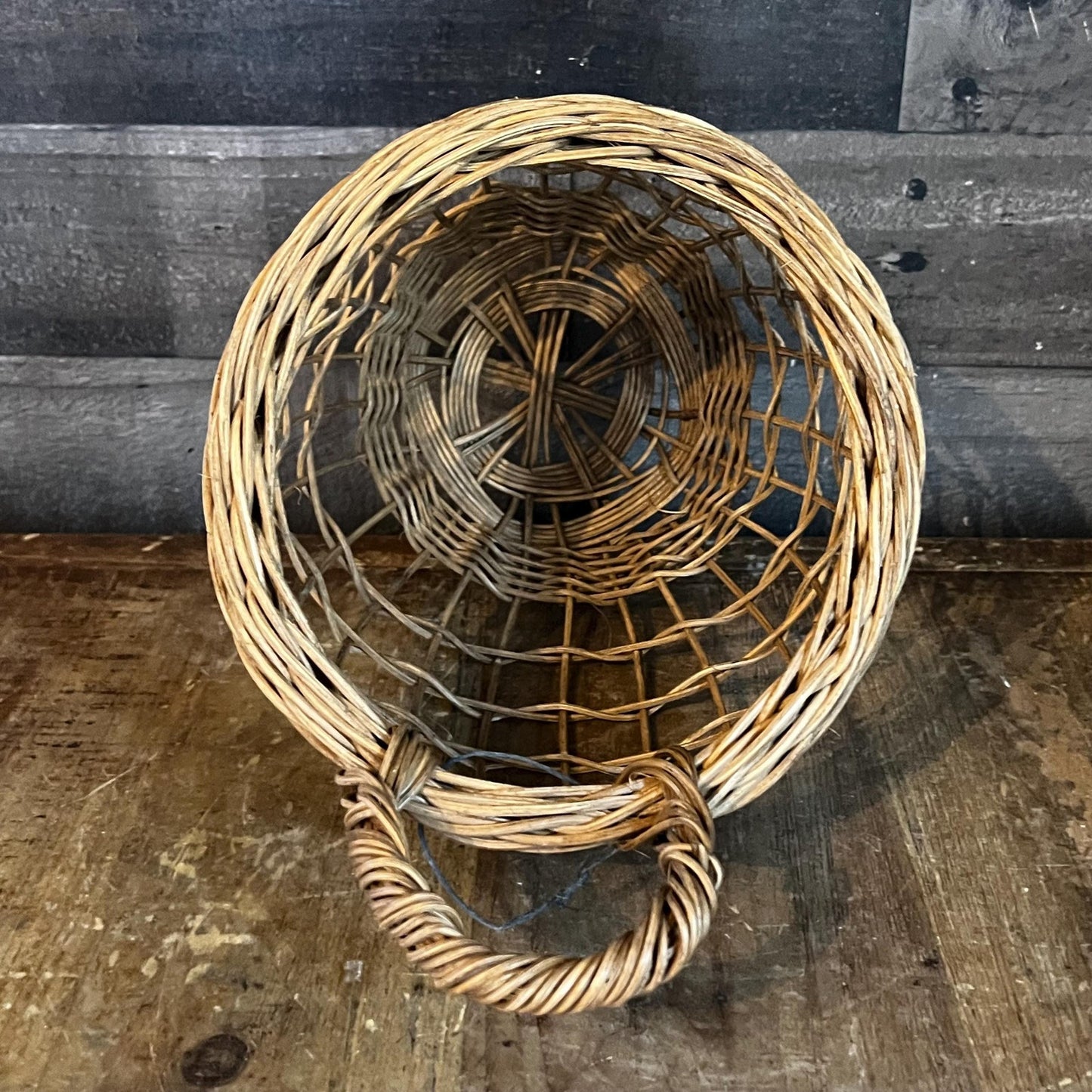 Vintage Woven Wall Hanging Handled Basket
