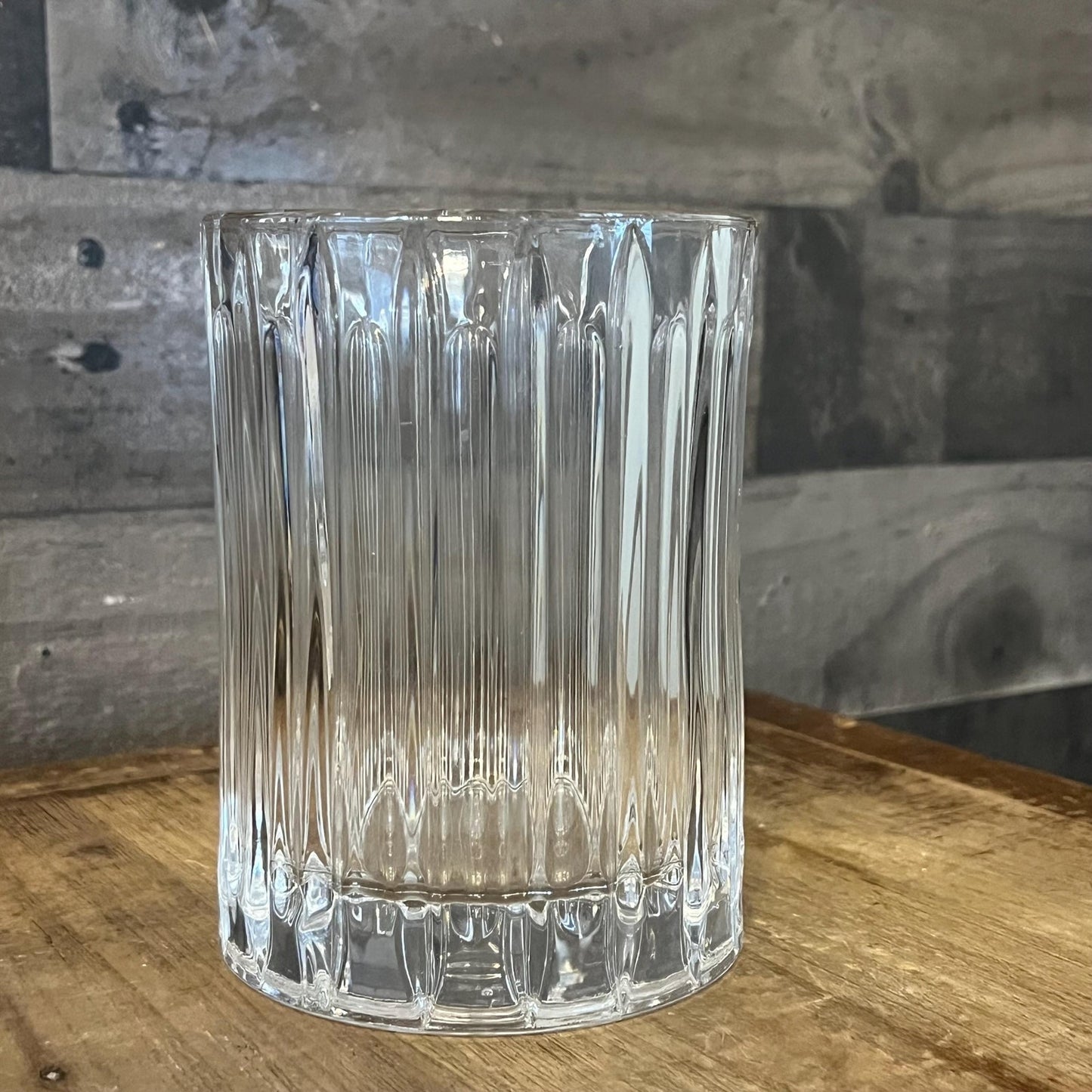 Clear Glass Ribbed Vase - Ice Bucket