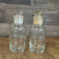 Pair of Vintage Small Clear Glass Lidded Apothecary Bottles - Spice Bottles - Pill Bottles