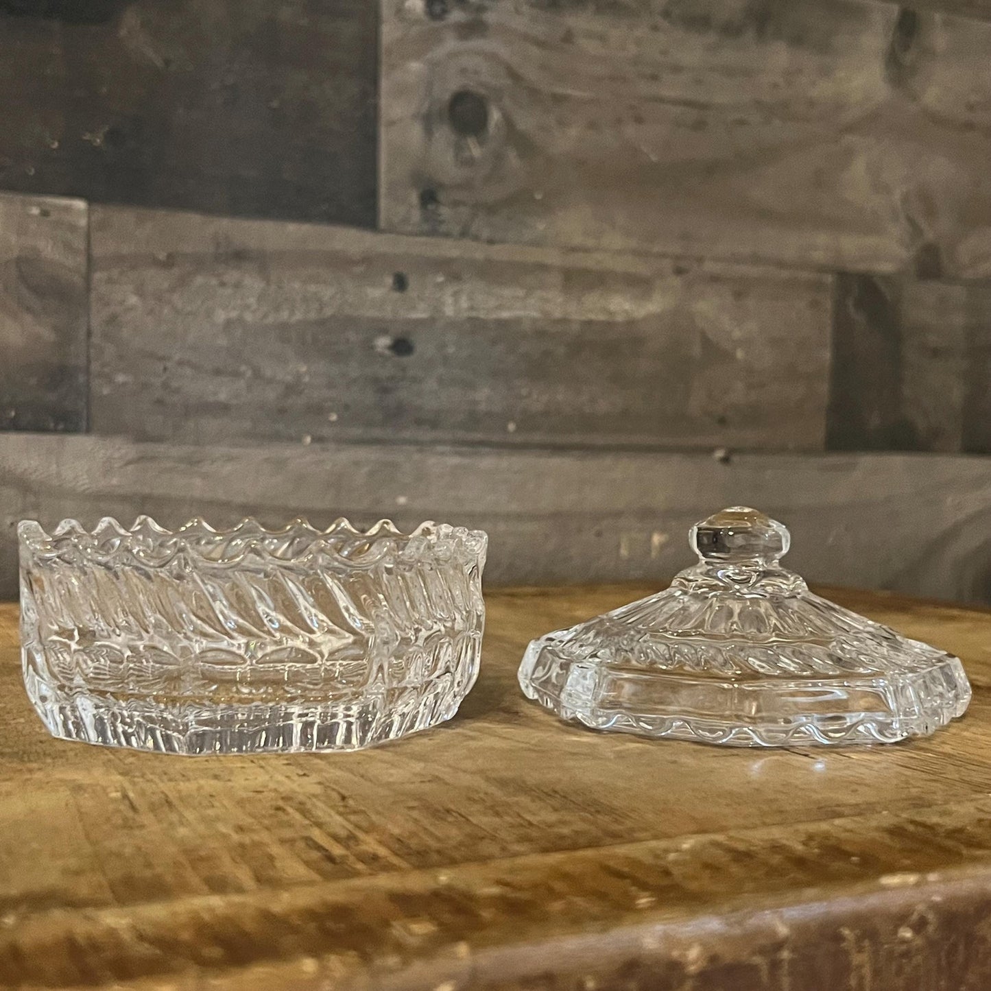 Vintage Crystal Lidded Trinket Dish