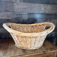 Vintage Woven Wicker Oval Handled Basket - Laundry Basket - Blanket Storage