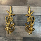 Vintage Syroco Floral Gold Tone Candlestick Holders Wall Sconces - Pair