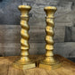 Vintage Spiral Brass Candlestick Holders Pair