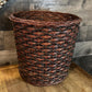 Vintage Brown and Black Woven Wicker Basket