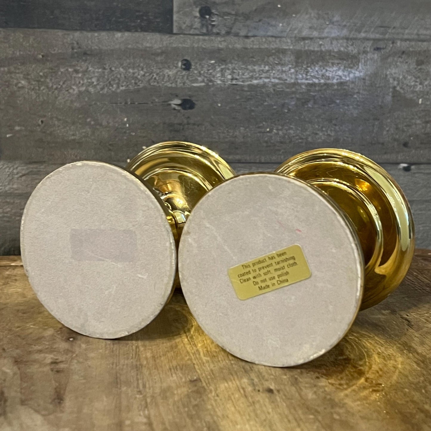 Vintage Brass Pedestal Pillar Candle Holders - Pair