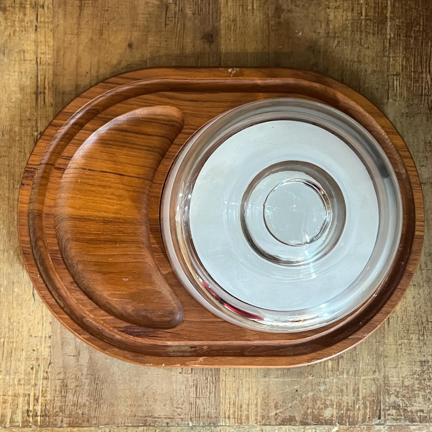 Vintage Wooden Cheese Board with Round Marble and Glass Dome - Dolphin Teakwood