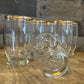 Vintage Clear Glass Gold Rim Juice Glasses - Tall Glass Tumblers - Set of 6