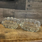 Princess House Crystal Pair of Scallop Rim Spoon Holder - Utensil Rest