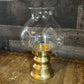 Vintage Brass Candle Holder with Clear Bubbly Glass Hurricane - Candlestick Holder - Pillar Candle Holder