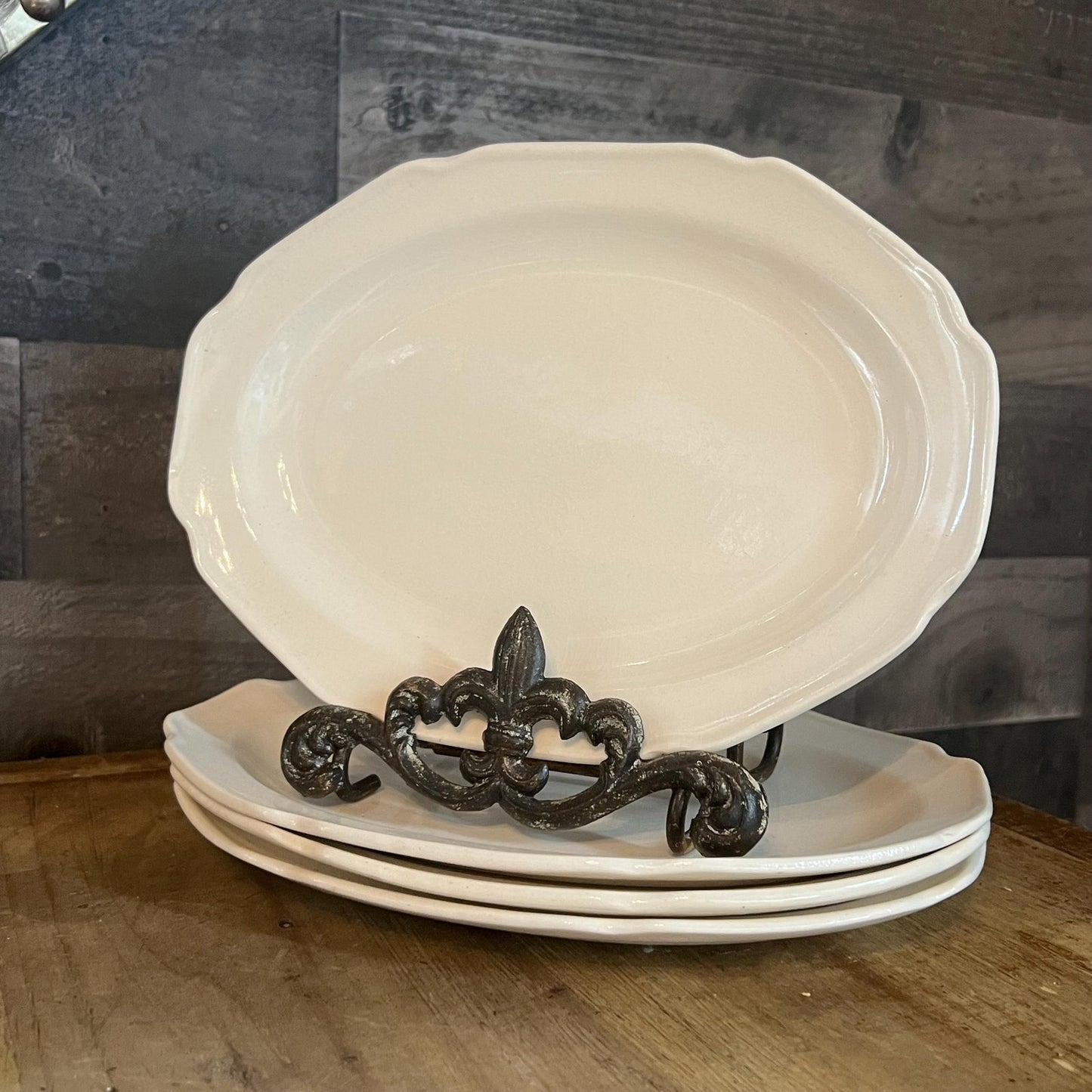 Vintage White Oval Plates - Set of 4