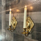 Vintage Pair of Brass Candlestick Holder Wall Sconces