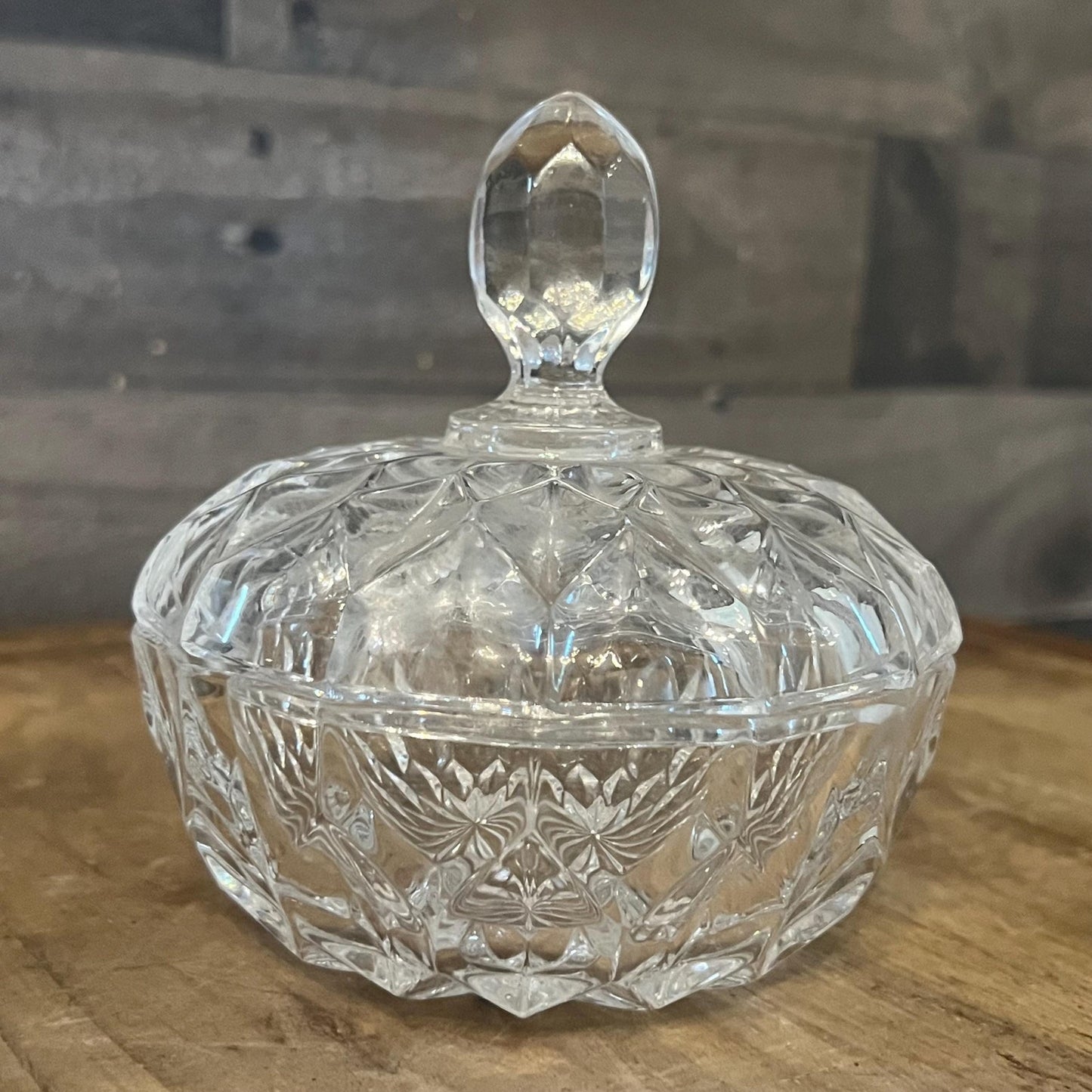 Vintage Crystal Lidded Trinket Dish