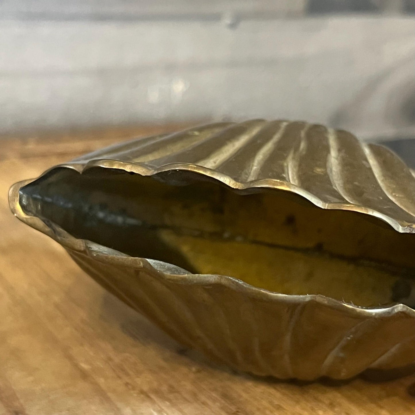 Vintage Brass Seashell Planter Vase