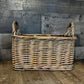 Woven Wicker Double Handle 4 Compartment Basket - Utensil Caddy - Picnic Caddy