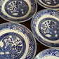Old Willow English Ironstone by Washington Pottery Straffordshire England Blue and White Small Plates - Set of 7
