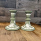 Wedgwood Jasperware Sage Green Candlestick Holders - Pair