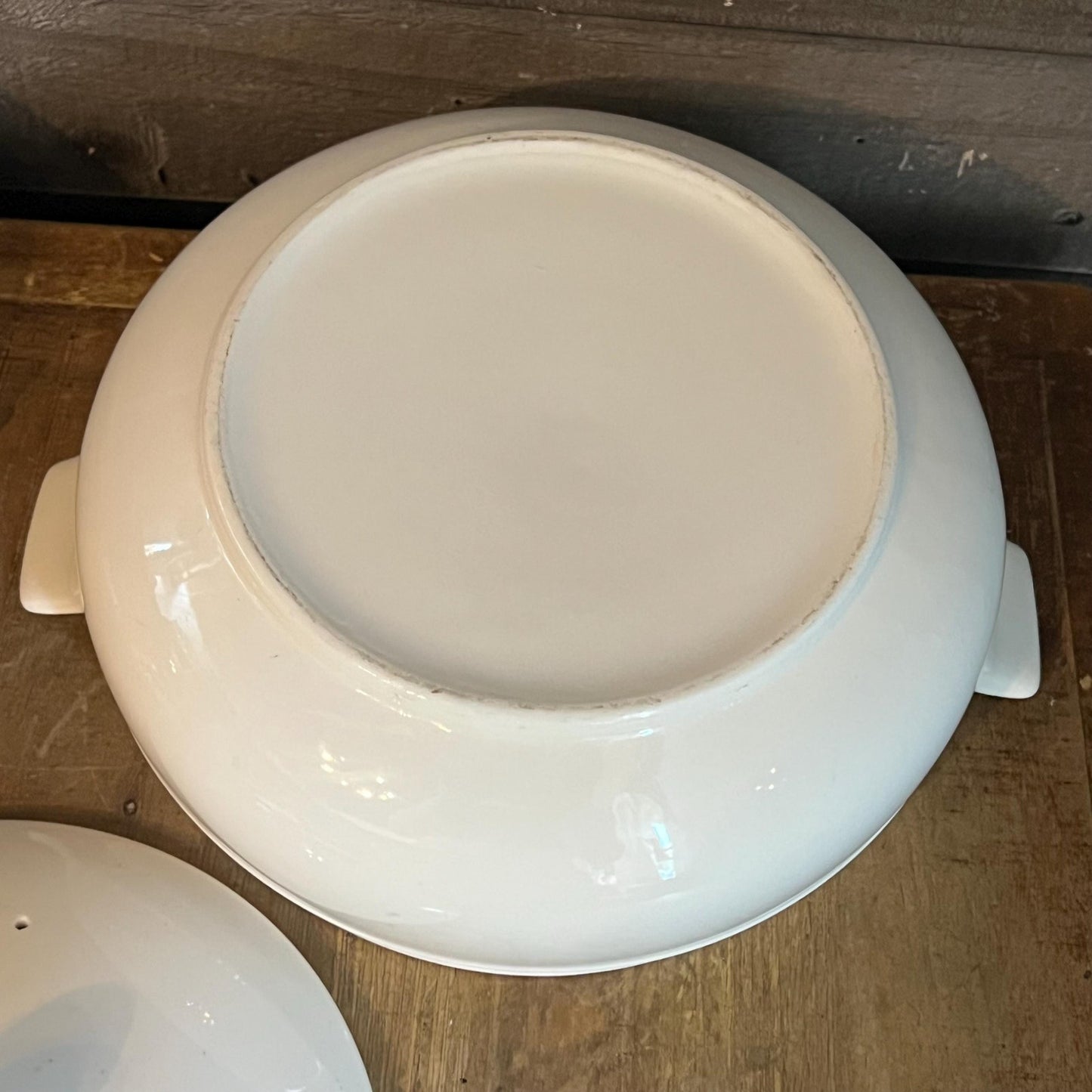 White Round Handled Lidded Casserole Dish - Vegetable Dish