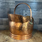 Antique Hammered Copper Brass Handle and Hardware Helmet Shaped Scuttle Bucket - Coal Bucket - Fireplace Bucket - Made in England