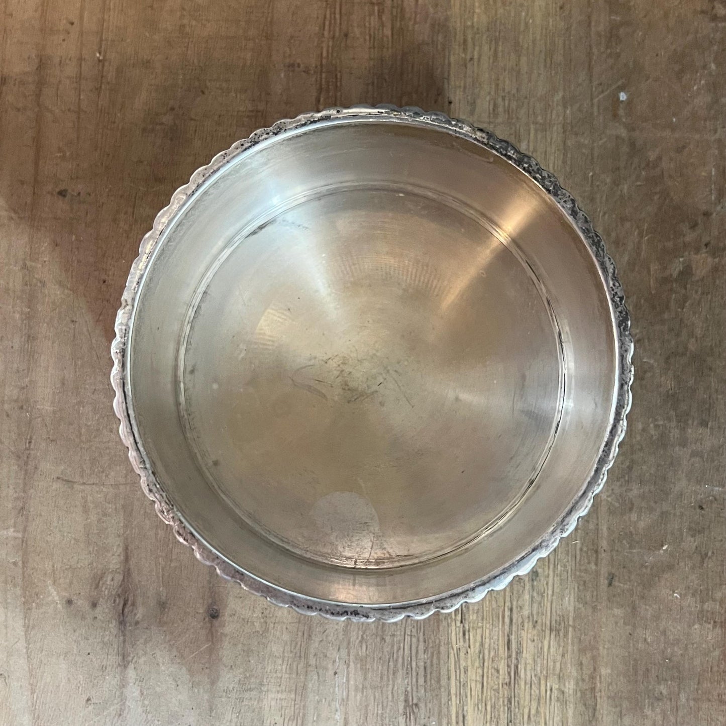 Vintage Silverplated Bottle Coaster - Candle Vessel - Small Bowl