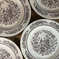 Royal USA Sussex Cavalier Ironstone Brown and White Floral Dinner Plates - Set of 4