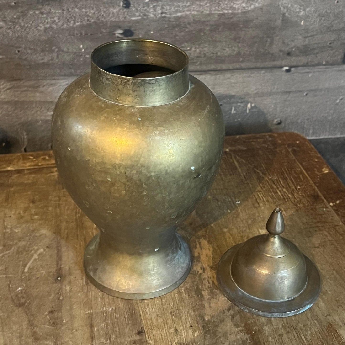 Vintage Brass Lidded Ginger Jar - Urn