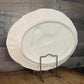 Vintage White Thanksgiving Oval Serving Tray Platter with Turkey Motif