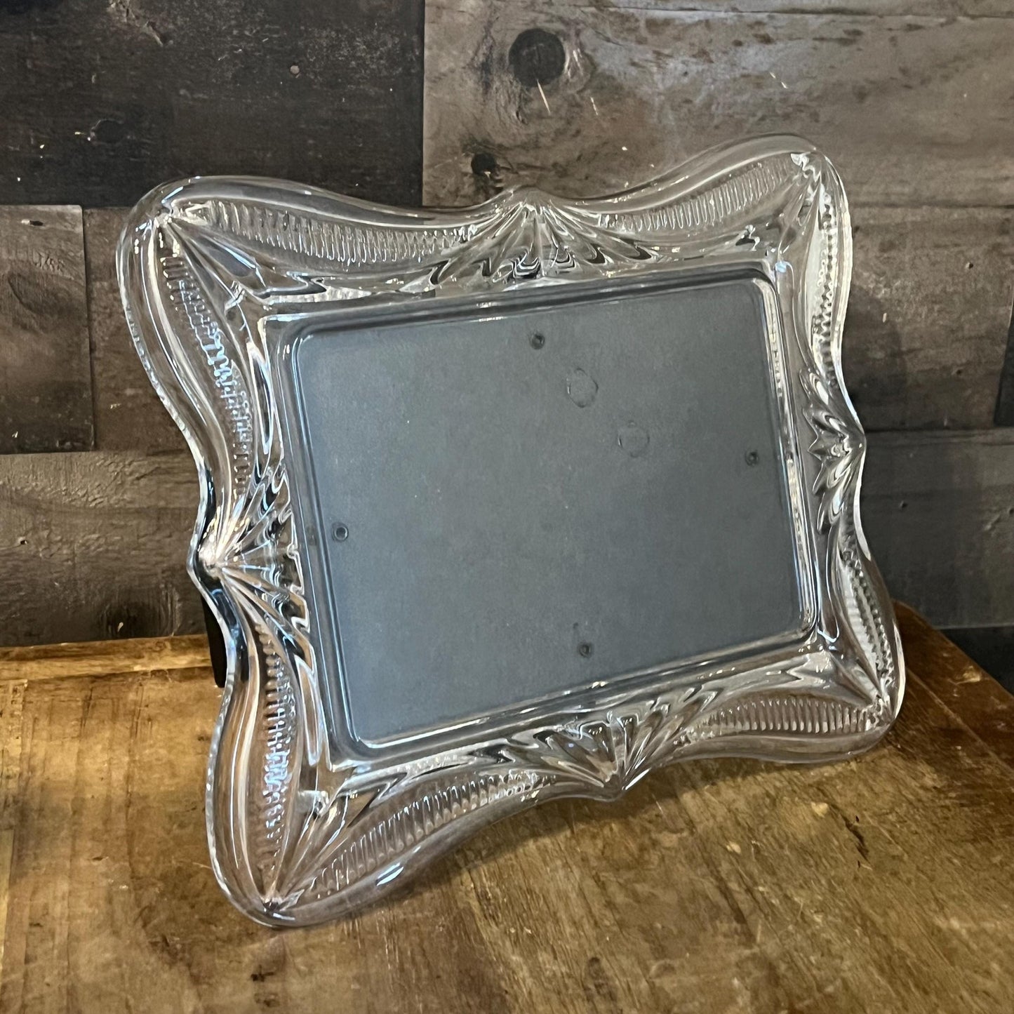 Vintage Clear Crystal Glass Tabletop Picture Frame