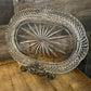 Vintage Crystal Glass Oval Tray - Trinket Tray - Serving Tray - Bar Cart Tray - Perfume Tray