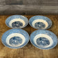 Vintage Royal USA Currier and Ives Blue Bowls - Fruit Bowls - Dessert Bowls - Cereal Bowls - Set of 4