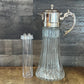 Vintage Crystal Pitcher with Silverplated Handle and Lid with Center Compartment