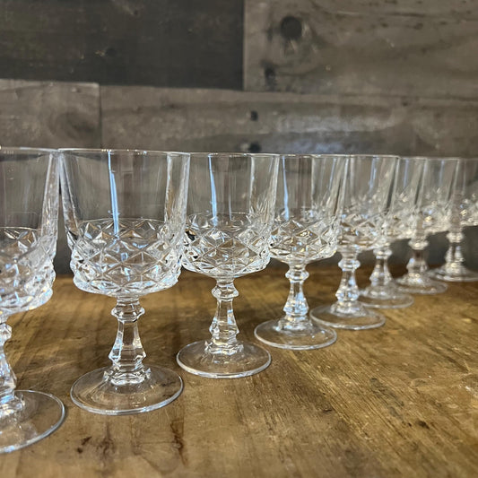 Cristal D’Arques-Durand Diamond Pattern Cordial Glasses - Set of 10