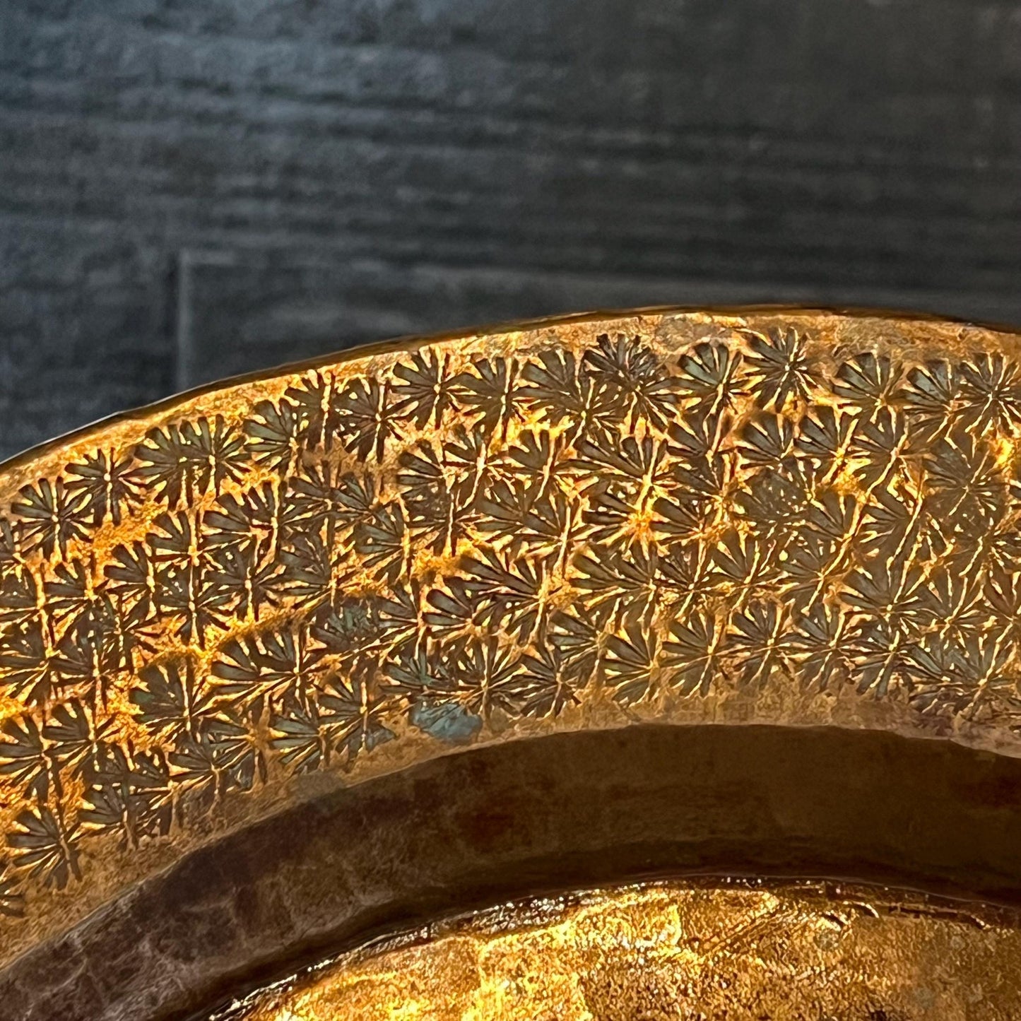 Vintage Hammered Copper Large Plate