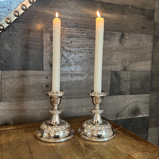 Vintage Silverplated Ianthe Georgian Style Candlestick Holders - Pair