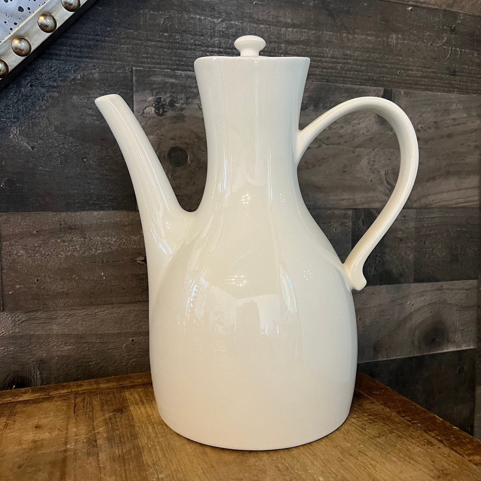 Lovely 2024 MCM white ceramic teapot by Hall