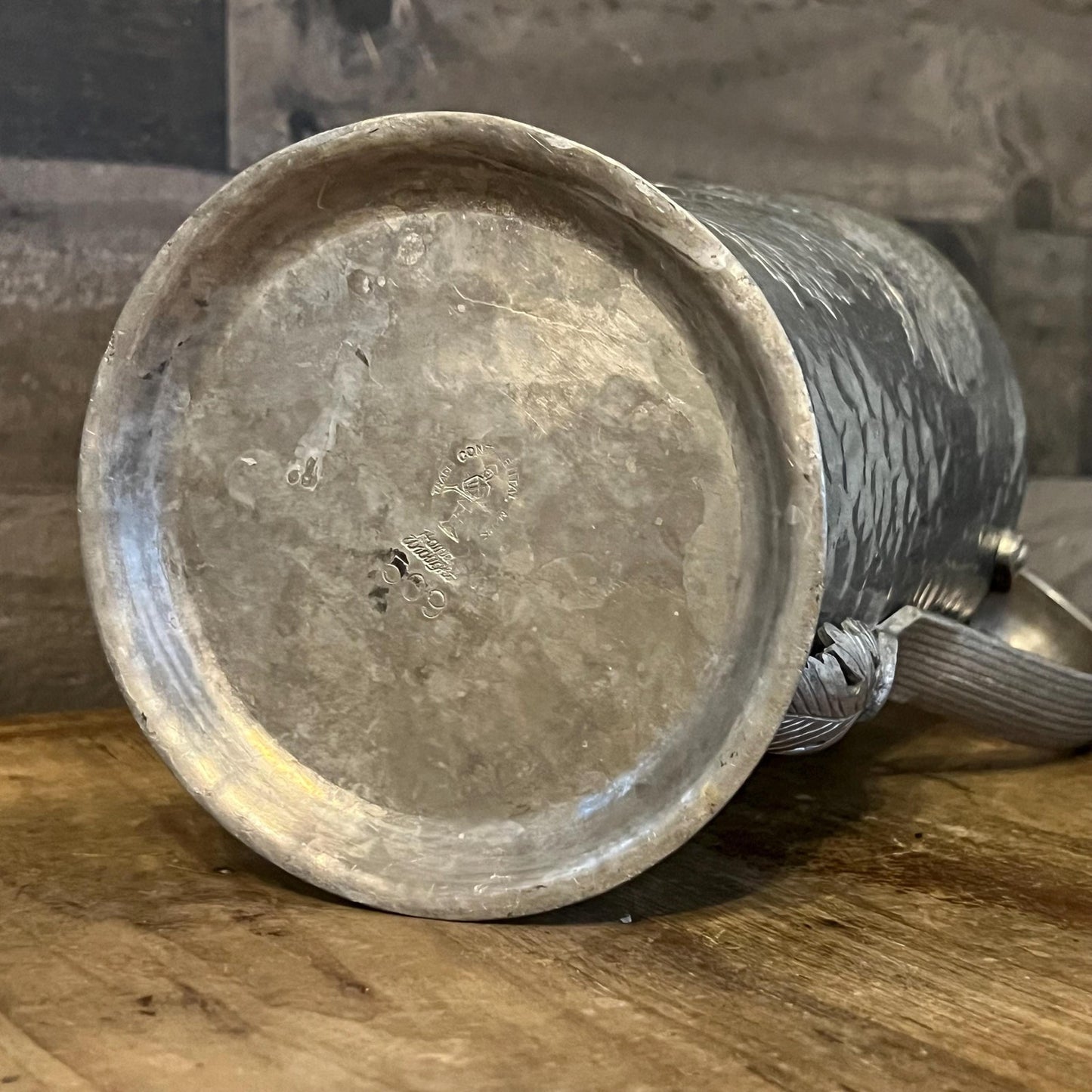 Vintage Trade Continental Mark Hammered Hand Wrought Handled 509 Pitcher with Floral Designs