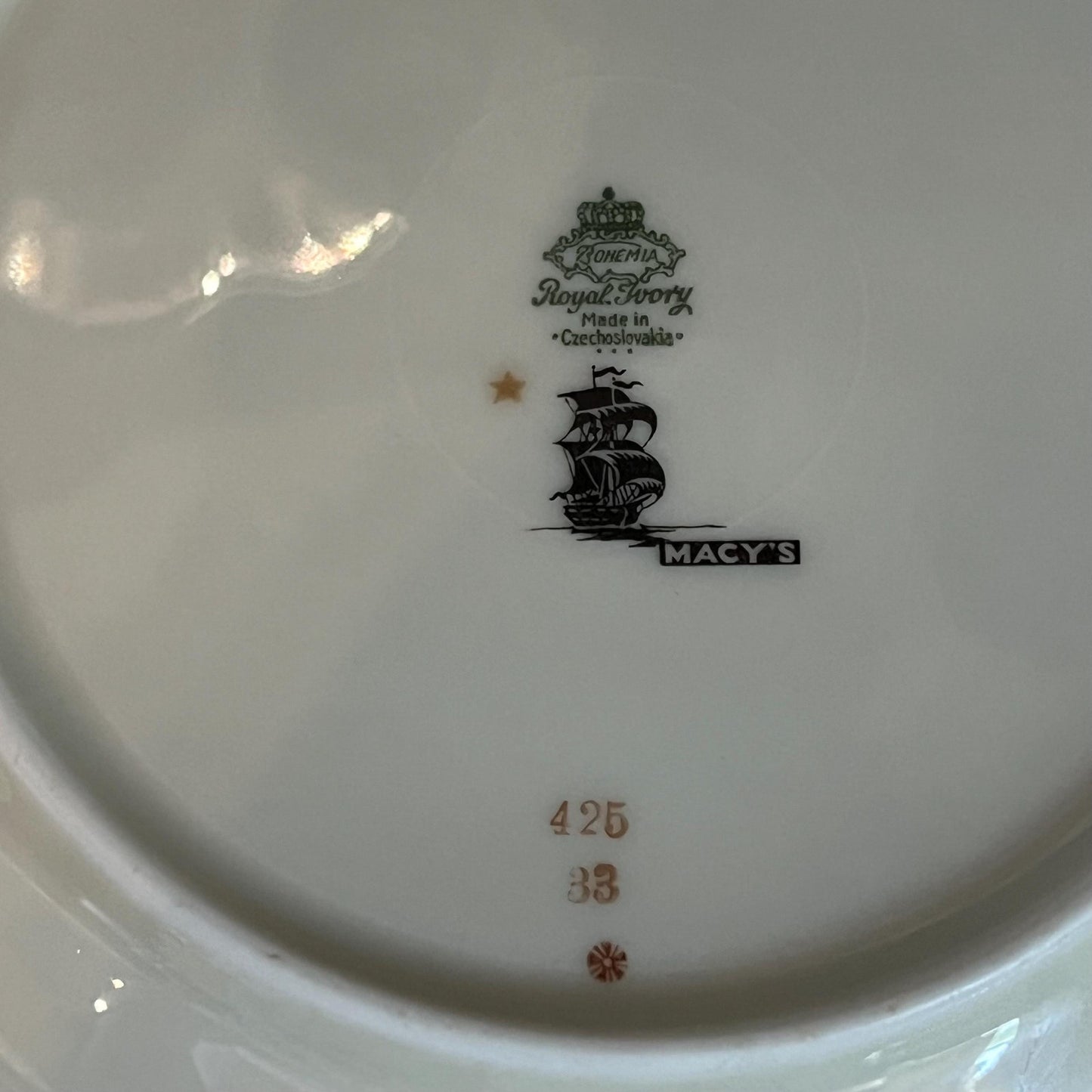 Bohemia Royal Ivory Greek Gold Key Rim Soup Coupe Bowls - Set of 4