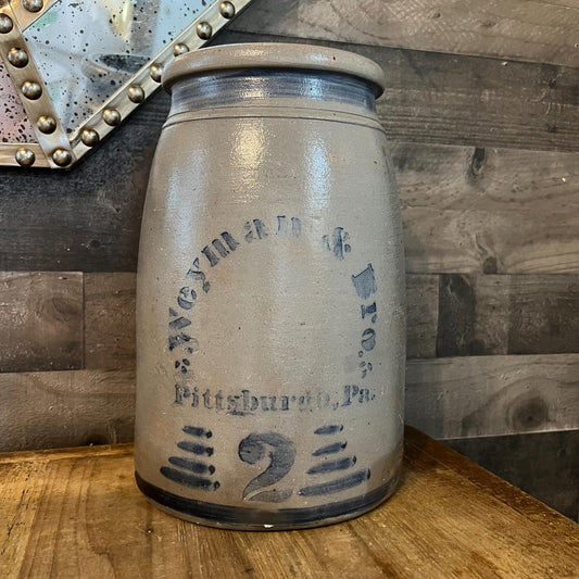 Antique Weyman & Bros Pittsburgh, PA Large Stoneware Crock Snuff Jar