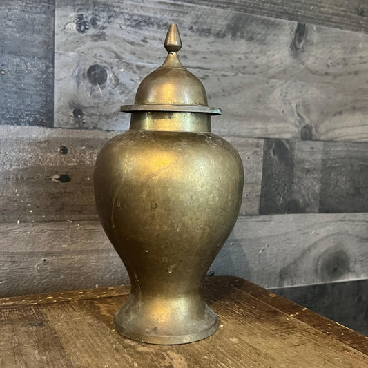 Vintage Brass Lidded Ginger Jar - Urn