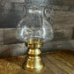Vintage Brass Candle Holder with Clear Bubbly Glass Hurricane - Candlestick Holder - Pillar Candle Holder