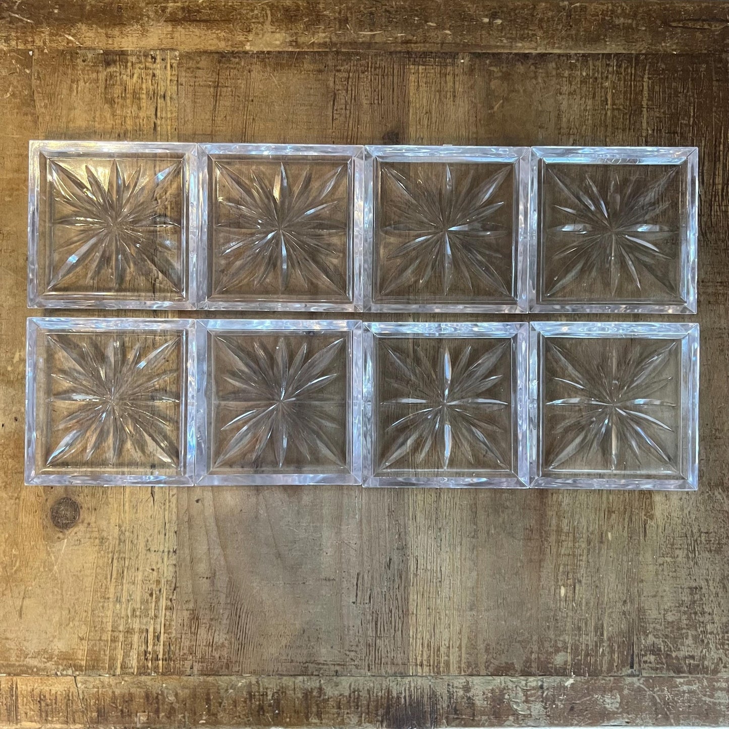 Vintage Colony Clear Starburst Duracite Coasters and Case - Set of 8 Coasters