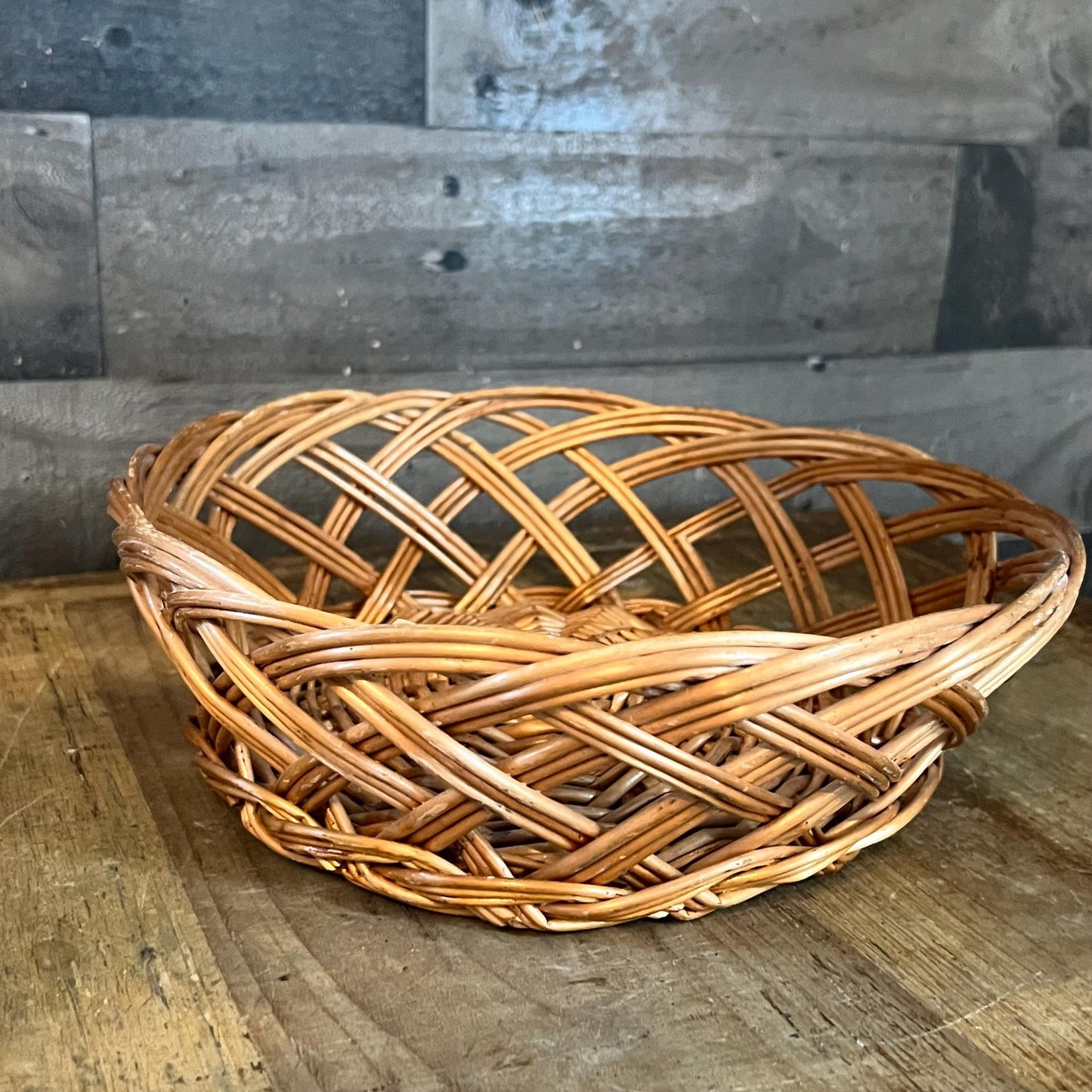 Vintage Woven Wicker Round Basket