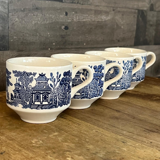 Churchill England Blue Willow Tea Cups - Set of 4