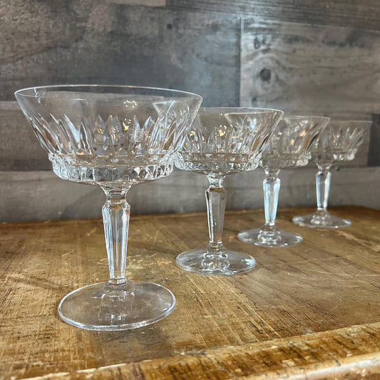Mikasa Crystal Wimbledon Champagne Glasses - Cocktail Coupes - Tall Sherbet Glasses - Set of 4