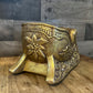 Vintage Gold Tone Terracotta Pottery Santa Sleigh Dish - Planter - Centerpiece