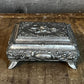 Vintage Rectangular Hinged Lidded Footed Trinket Box - Jewelry Box with Floral Accents