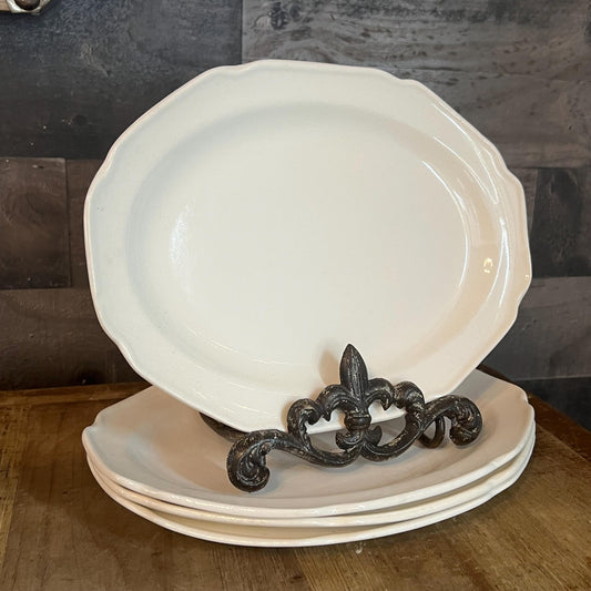 Vintage White Oval Plates - Set of 4
