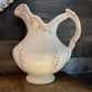 Vintage Large Ceramic Creamy White Pitcher with Ornate Design