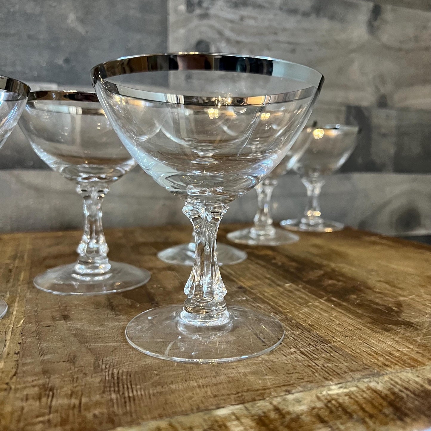 Fostoria Wedding Ring Champagne Glasses - Tall Sherbet Glasses - Set of 6